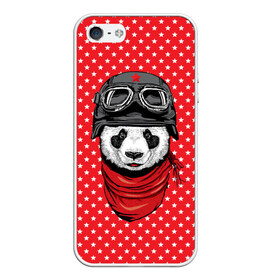 Чехол для iPhone 5/5S матовый с принтом Панда пилот в Петрозаводске, Силикон | Область печати: задняя сторона чехла, без боковых панелей | bear | panda | pilot | медведь