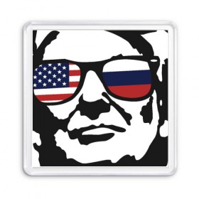 Магнит 55*55 с принтом Дональд Трамп в Петрозаводске, Пластик | Размер: 65*65 мм; Размер печати: 55*55 мм | 