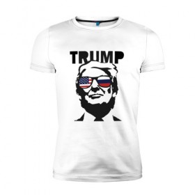 Мужская футболка премиум с принтом Дональд Трамп в Петрозаводске, 92% хлопок, 8% лайкра | приталенный силуэт, круглый вырез ворота, длина до линии бедра, короткий рукав | 