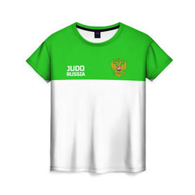 Женская футболка 3D с принтом Дзюдо в Петрозаводске, 100% полиэфир ( синтетическое хлопкоподобное полотно) | прямой крой, круглый вырез горловины, длина до линии бедер | judo | дзюдо | единоборства | россия | спорт | федерация