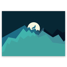 Поздравительная открытка с принтом Воющий волк в Петрозаводске, 100% бумага | плотность бумаги 280 г/м2, матовая, на обратной стороне линовка и место для марки
 | Тематика изображения на принте: animal | beast | moon | night | wolf | вой | волк | животное | зверь | луна | ночь