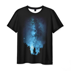 Мужская футболка 3D с принтом Млечный путь в Петрозаводске, 100% полиэфир | прямой крой, круглый вырез горловины, длина до линии бедер | Тематика изображения на принте: galaxy | milky way | night | space | star | вселенная | галактика | звезды | космос | млечный | ночь | путь