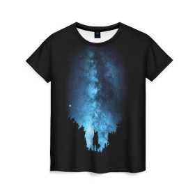 Женская футболка 3D с принтом Млечный путь в Петрозаводске, 100% полиэфир ( синтетическое хлопкоподобное полотно) | прямой крой, круглый вырез горловины, длина до линии бедер | galaxy | milky way | night | space | star | вселенная | галактика | звезды | космос | млечный | ночь | путь