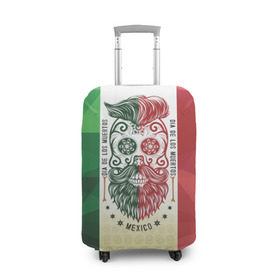 Чехол для чемодана 3D с принтом Мексика в Петрозаводске, 86% полиэфир, 14% спандекс | двустороннее нанесение принта, прорези для ручек и колес | мексика | флаг | череп