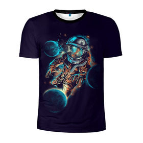 Мужская футболка 3D спортивная с принтом Космический удар в Петрозаводске, 100% полиэстер с улучшенными характеристиками | приталенный силуэт, круглая горловина, широкие плечи, сужается к линии бедра | cosmonaut | galaxy | planet | space | star | астронавт | галактика | звезда | космонавт | космос | планета