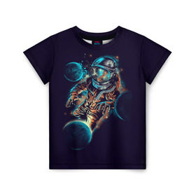 Детская футболка 3D с принтом Космический удар в Петрозаводске, 100% гипоаллергенный полиэфир | прямой крой, круглый вырез горловины, длина до линии бедер, чуть спущенное плечо, ткань немного тянется | cosmonaut | galaxy | planet | space | star | астронавт | галактика | звезда | космонавт | космос | планета