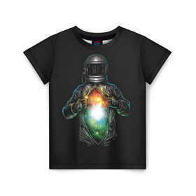 Детская футболка 3D с принтом Космос внутри в Петрозаводске, 100% гипоаллергенный полиэфир | прямой крой, круглый вырез горловины, длина до линии бедер, чуть спущенное плечо, ткань немного тянется | cosmonaut | galaxy | planet | space | star | автронавт | галактика | звезды | космонавт | космос