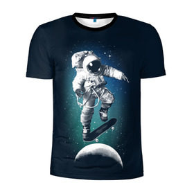 Мужская футболка 3D спортивная с принтом Космический скейтбординг в Петрозаводске, 100% полиэстер с улучшенными характеристиками | приталенный силуэт, круглая горловина, широкие плечи, сужается к линии бедра | cosmonaut | galaxy | planet | skate | space | star | галактика | звезды | космонавт | космос | планета | скейт