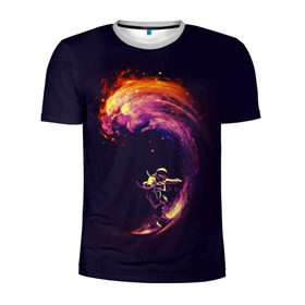 Мужская футболка 3D спортивная с принтом Космический серфинг в Петрозаводске, 100% полиэстер с улучшенными характеристиками | приталенный силуэт, круглая горловина, широкие плечи, сужается к линии бедра | Тематика изображения на принте: cosmonaut | galaxy | planet | space | star | surf | галактика | звезды | космонавт | космос | планета | серф