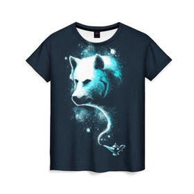 Женская футболка 3D с принтом Галактический волк в Петрозаводске, 100% полиэфир ( синтетическое хлопкоподобное полотно) | прямой крой, круглый вырез горловины, длина до линии бедер | animal | beast | galaxy | space | universe | wolf | волк | вселенная | галактика | животное | зверь | космос