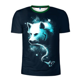 Мужская футболка 3D спортивная с принтом Галактический волк в Петрозаводске, 100% полиэстер с улучшенными характеристиками | приталенный силуэт, круглая горловина, широкие плечи, сужается к линии бедра | animal | beast | galaxy | space | universe | wolf | волк | вселенная | галактика | животное | зверь | космос