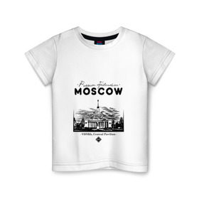 Детская футболка хлопок с принтом Москва, ВДНХ в Петрозаводске, 100% хлопок | круглый вырез горловины, полуприлегающий силуэт, длина до линии бедер | 