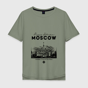 Мужская футболка хлопок Oversize с принтом Москва, ВДНХ в Петрозаводске, 100% хлопок | свободный крой, круглый ворот, “спинка” длиннее передней части | 