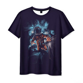 Мужская футболка 3D с принтом Неизвестная галактика в Петрозаводске, 100% полиэфир | прямой крой, круглый вырез горловины, длина до линии бедер | Тематика изображения на принте: astro | cosmo | galaxy | planet | space | star | астронавт | галактика | звезды | космонавт | космос | планета