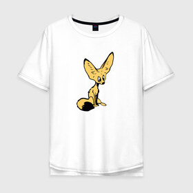 Мужская футболка хлопок Oversize с принтом Лисенок в Петрозаводске, 100% хлопок | свободный крой, круглый ворот, “спинка” длиннее передней части | животное | лиса | фенек