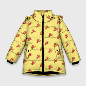 Зимняя куртка для девочек 3D с принтом Рай пиццы в Петрозаводске, ткань верха — 100% полиэстер; подклад — 100% полиэстер, утеплитель — 100% полиэстер. | длина ниже бедра, удлиненная спинка, воротник стойка и отстегивающийся капюшон. Есть боковые карманы с листочкой на кнопках, утяжки по низу изделия и внутренний карман на молнии. 

Предусмотрены светоотражающий принт на спинке, радужный светоотражающий элемент на пуллере молнии и на резинке для утяжки. | food | pizza | грибы | еда | завтрак | колбаса | обед | пицца | помидор | ужин | фастфуд