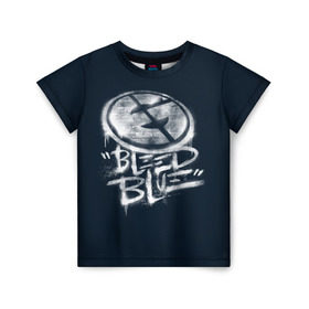Детская футболка 3D с принтом Bleed Blue в Петрозаводске, 100% гипоаллергенный полиэфир | прямой крой, круглый вырез горловины, длина до линии бедер, чуть спущенное плечо, ткань немного тянется | Тематика изображения на принте: dota | evil geniuses | international | team | ti5 | дота | злые гении | интернешнл
