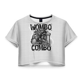 Женская футболка 3D укороченная с принтом Combo Wombo в Петрозаводске, 100% полиэстер | круглая горловина, длина футболки до линии талии, рукава с отворотами | Тематика изображения на принте: combo | dota | earthshaker | game | tiny | вомбо | дота | игра | комбо | тини | шейкер