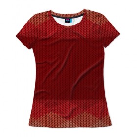 Женская футболка 3D с принтом Простой свитер 3 в Петрозаводске, 100% полиэфир ( синтетическое хлопкоподобное полотно) | прямой крой, круглый вырез горловины, длина до линии бедер | красный | свитер | текстура