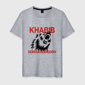 Мужская футболка хлопок с принтом Хабиб Нурмагомедов в Петрозаводске, 100% хлопок | прямой крой, круглый вырез горловины, длина до линии бедер, слегка спущенное плечо. | khabib | nurmagomedov