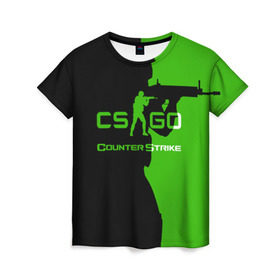 Женская футболка 3D с принтом CS GO в Петрозаводске, 100% полиэфир ( синтетическое хлопкоподобное полотно) | прямой крой, круглый вырез горловины, длина до линии бедер | csgo | global offensive | контр страйк | контра