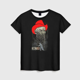 Женская футболка 3D с принтом Мир дикого запада 4 в Петрозаводске, 100% полиэфир ( синтетическое хлопкоподобное полотно) | прямой крой, круглый вырез горловины, длина до линии бедер | westworld | западный мир | мир дикого запада