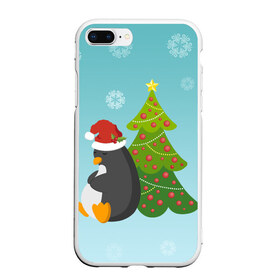 Чехол для iPhone 7Plus/8 Plus матовый с принтом Новогодний пингвинчик в Петрозаводске, Силикон | Область печати: задняя сторона чехла, без боковых панелей | елка | новый год | пингвин