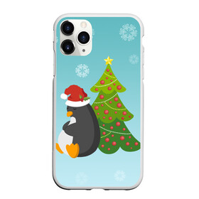 Чехол для iPhone 11 Pro матовый с принтом Новогодний пингвинчик в Петрозаводске, Силикон |  | елка | новый год | пингвин