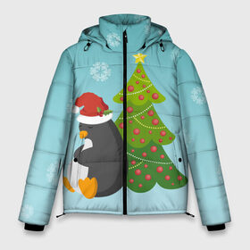Мужская зимняя куртка 3D с принтом Новогодний пингвинчик в Петрозаводске, верх — 100% полиэстер; подкладка — 100% полиэстер; утеплитель — 100% полиэстер | длина ниже бедра, свободный силуэт Оверсайз. Есть воротник-стойка, отстегивающийся капюшон и ветрозащитная планка. 

Боковые карманы с листочкой на кнопках и внутренний карман на молнии. | елка | новый год | пингвин