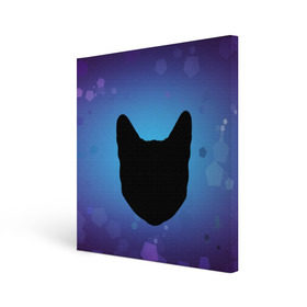 Холст квадратный с принтом Силуэт черной кошки в Петрозаводске, 100% ПВХ |  | кошка | силуэт | синий | фиолетовый | черный
