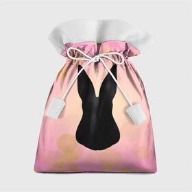 Подарочный 3D мешок с принтом Силуэт зайчика в Петрозаводске, 100% полиэстер | Размер: 29*39 см | зайчик | персиковый | розовый | силуэт