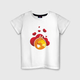 Детская футболка хлопок с принтом Влюбленные лисы в Петрозаводске, 100% хлопок | круглый вырез горловины, полуприлегающий силуэт, длина до линии бедер | Тематика изображения на принте: 