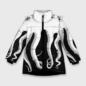 Зимняя куртка для девочек 3D с принтом Octopus в Петрозаводске, ткань верха — 100% полиэстер; подклад — 100% полиэстер, утеплитель — 100% полиэстер. | длина ниже бедра, удлиненная спинка, воротник стойка и отстегивающийся капюшон. Есть боковые карманы с листочкой на кнопках, утяжки по низу изделия и внутренний карман на молнии. 

Предусмотрены светоотражающий принт на спинке, радужный светоотражающий элемент на пуллере молнии и на резинке для утяжки. | octopus