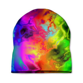 Шапка 3D с принтом Красочное безумие в Петрозаводске, 100% полиэстер | универсальный размер, печать по всей поверхности изделия | Тематика изображения на принте: кислота | радуга | разноцветный | яркий