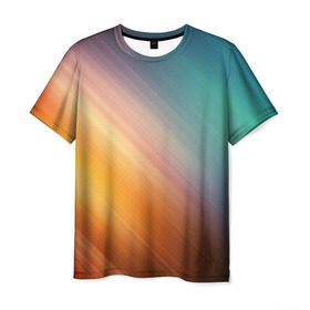 Мужская футболка 3D с принтом Стильный окрас в Петрозаводске, 100% полиэфир | прямой крой, круглый вырез горловины, длина до линии бедер | градиент | полосы | разноцветный