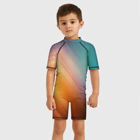 Детский купальный костюм 3D с принтом Стильный окрас в Петрозаводске, Полиэстер 85%, Спандекс 15% | застежка на молнии на спине | Тематика изображения на принте: градиент | полосы | разноцветный