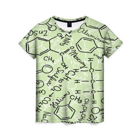 Женская футболка 3D с принтом Формула в Петрозаводске, 100% полиэфир ( синтетическое хлопкоподобное полотно) | прямой крой, круглый вырез горловины, длина до линии бедер | новая | формула | химия