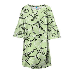 Детское платье 3D с принтом Формула в Петрозаводске, 100% полиэстер | прямой силуэт, чуть расширенный к низу. Круглая горловина, на рукавах — воланы | Тематика изображения на принте: новая | формула | химия