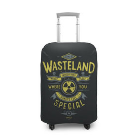 Чехол для чемодана 3D с принтом Come to Wasteland в Петрозаводске, 86% полиэфир, 14% спандекс | двустороннее нанесение принта, прорези для ручек и колес | atom | bomb | boy | fallout | radioactive | vault | wasteland | атом | бой | бомба | волт | мальчик | радиация | фоллаут | ядерная