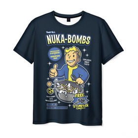 Мужская футболка 3D с принтом Nuka Bombs в Петрозаводске, 100% полиэфир | прямой крой, круглый вырез горловины, длина до линии бедер | atom | bomb | boy | fallout | radioactive | vault | wasteland | атом | бой | бомба | волт | мальчик | радиация | фоллаут | ядерная