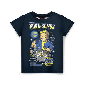 Детская футболка 3D с принтом Nuka Bombs в Петрозаводске, 100% гипоаллергенный полиэфир | прямой крой, круглый вырез горловины, длина до линии бедер, чуть спущенное плечо, ткань немного тянется | atom | bomb | boy | fallout | radioactive | vault | wasteland | атом | бой | бомба | волт | мальчик | радиация | фоллаут | ядерная