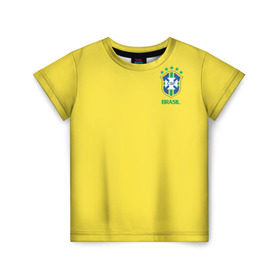 Детская футболка 3D с принтом Сборная Бразилии в Петрозаводске, 100% гипоаллергенный полиэфир | прямой крой, круглый вырез горловины, длина до линии бедер, чуть спущенное плечо, ткань немного тянется | brazil | америка | бразилия