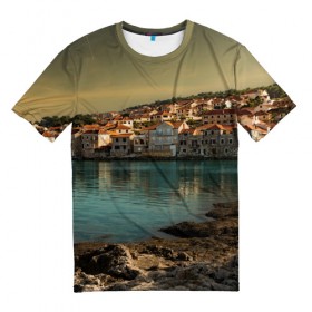 Мужская футболка 3D с принтом Хорватия в Петрозаводске, 100% полиэфир | прямой крой, круглый вырез горловины, длина до линии бедер | город | пейзаж