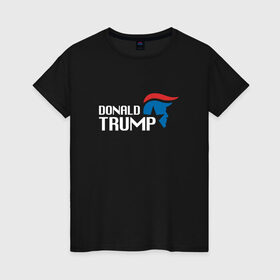 Женская футболка хлопок с принтом Donald Trump logo в Петрозаводске, 100% хлопок | прямой крой, круглый вырез горловины, длина до линии бедер, слегка спущенное плечо | дональд | трамп