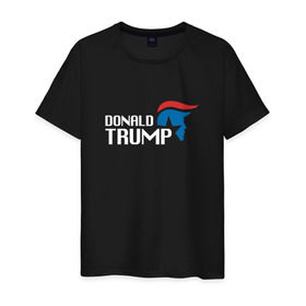 Мужская футболка хлопок с принтом Donald Trump logo в Петрозаводске, 100% хлопок | прямой крой, круглый вырез горловины, длина до линии бедер, слегка спущенное плечо. | дональд | трамп