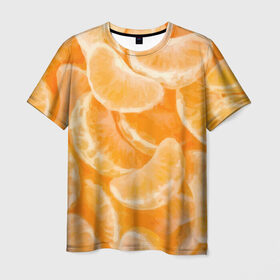 Мужская футболка 3D с принтом Мандаринки на НГ в Петрозаводске, 100% полиэфир | прямой крой, круглый вырез горловины, длина до линии бедер | 2017 | желтый | нг | новый год | фрукты