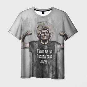 Мужская футболка 3D с принтом Хабиб в Петрозаводске, 100% полиэфир | прямой крой, круглый вырез горловины, длина до линии бедер | khabib | nurmagomedov | ufc | нурмагомедов | хабиб