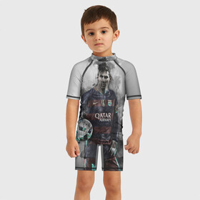 Детский купальный костюм 3D с принтом Lionel Messi в Петрозаводске, Полиэстер 85%, Спандекс 15% | застежка на молнии на спине | лионель | месси
