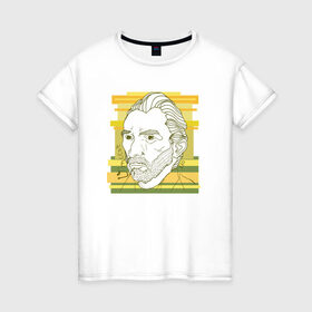 Женская футболка хлопок с принтом Ван Гог в Петрозаводске, 100% хлопок | прямой крой, круглый вырез горловины, длина до линии бедер, слегка спущенное плечо | ван гог | геометрия | глаз | знаенитость | лайнворк | мода | рисунок | тату | художник