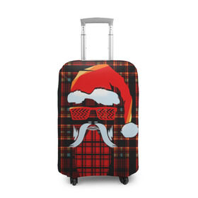 Чехол для чемодана 3D с принтом Санта хипстер в Петрозаводске, 86% полиэфир, 14% спандекс | двустороннее нанесение принта, прорези для ручек и колес | борода | зима | новый год | очки | праздник | рождество | санта | хипстер